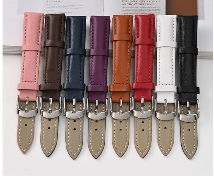 腕時計ベルト レザー 上質本革ステッチ入り時計替えベルト